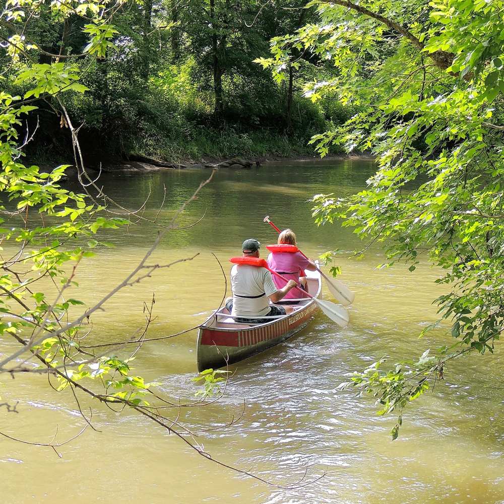 Two people in a canoe